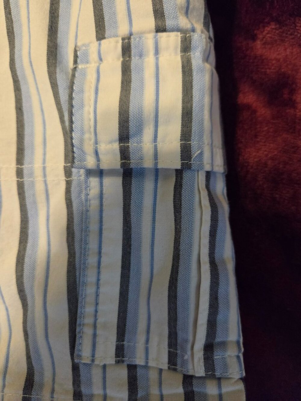 cargo shorts blue and white striped pattern mid rise fit size 12 - Picture 4 of 6
